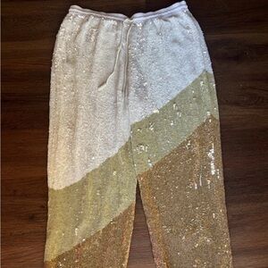 Retrofete sequin pants gold celebration